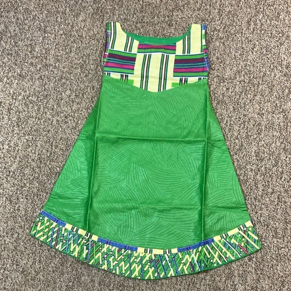 Handmade New Vibrant Green Sleeveless Dress Kids Size Approximately 5-6